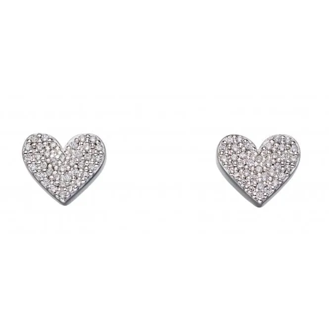 Heart Silver Cubic Zirconia Pave Earrings E5646C