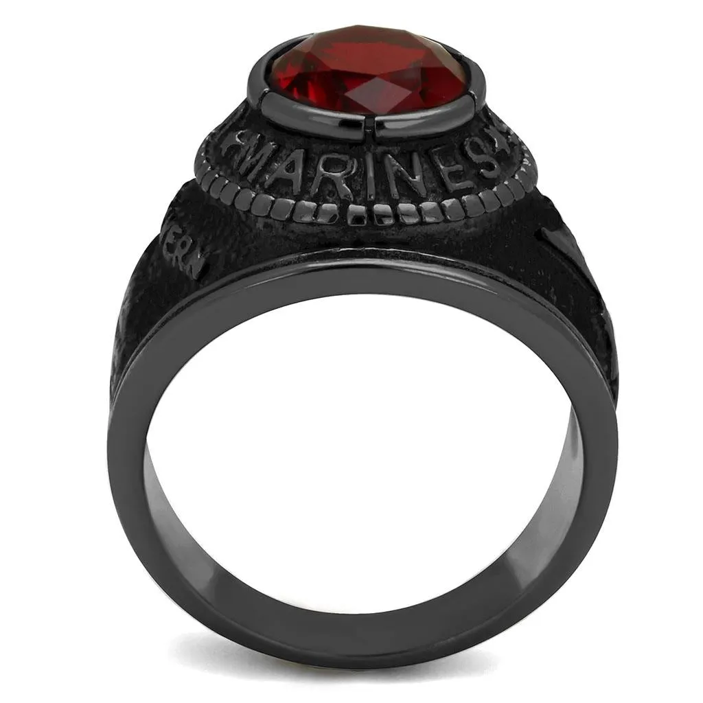 IP Black(Ion Plating) Stainless Steel Ring with Synthetic Synthetic Glass in Siam for Women Style TK414703J