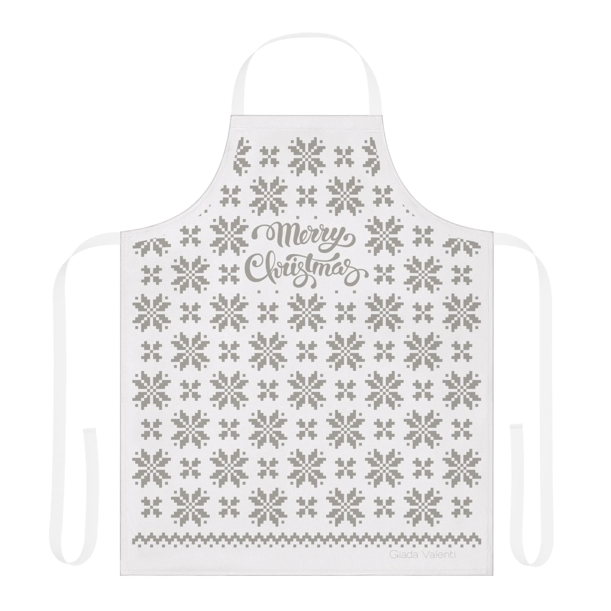 Jacquard Snowflake Apron with Italian Design print | White Silver | Giada Valenti | Christmas Apron | Christmas Gift