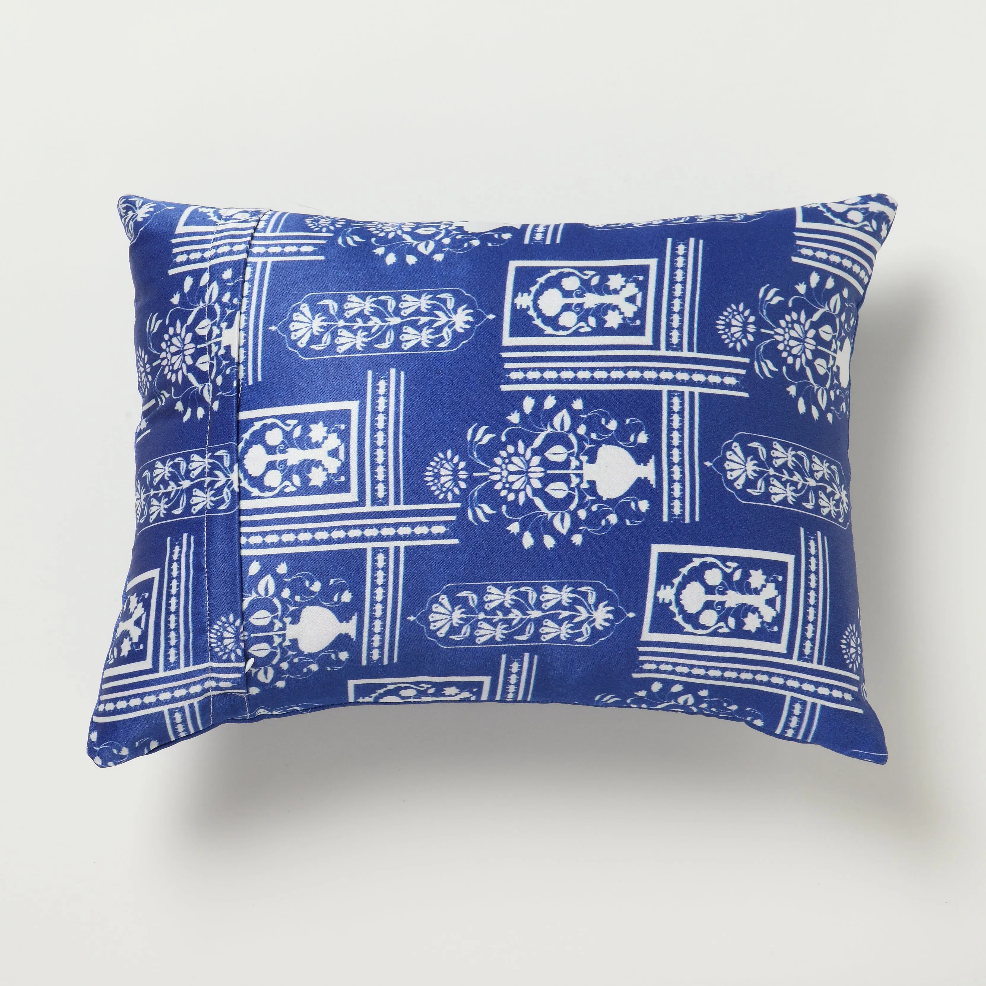 Jharoka Accent Embroidered Rectangular Cushion LAPIS