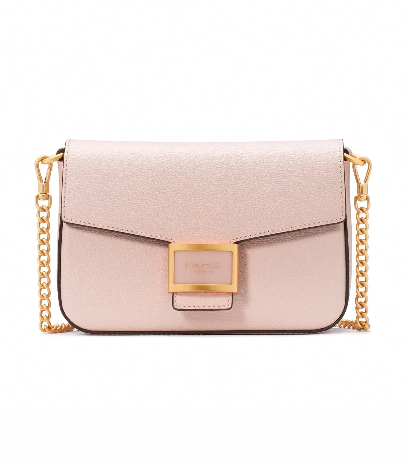 Katy Textured Leather Flap Chain Crossbody Antique Pink