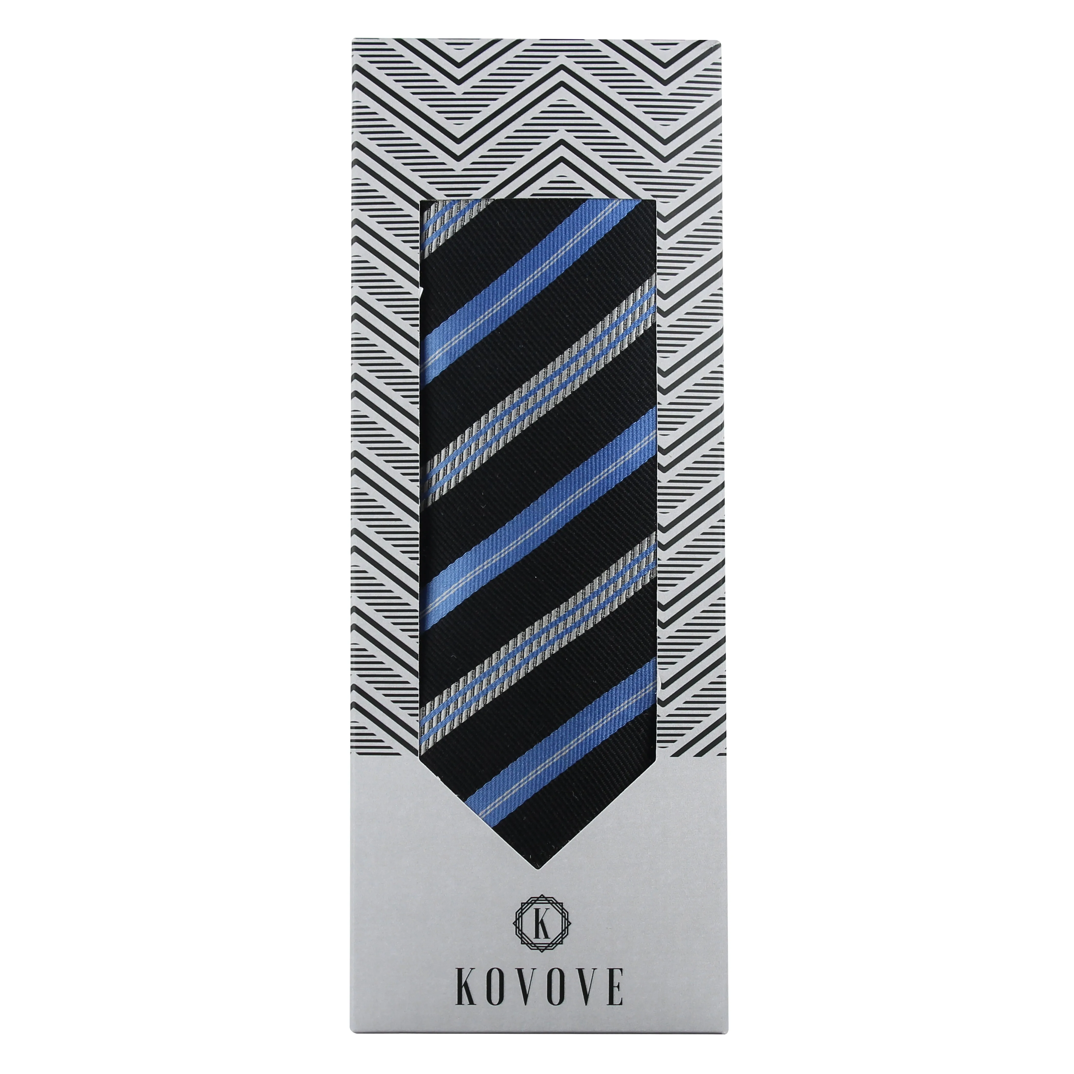 Kovove Elegant Black Striped Neck Tie For Men