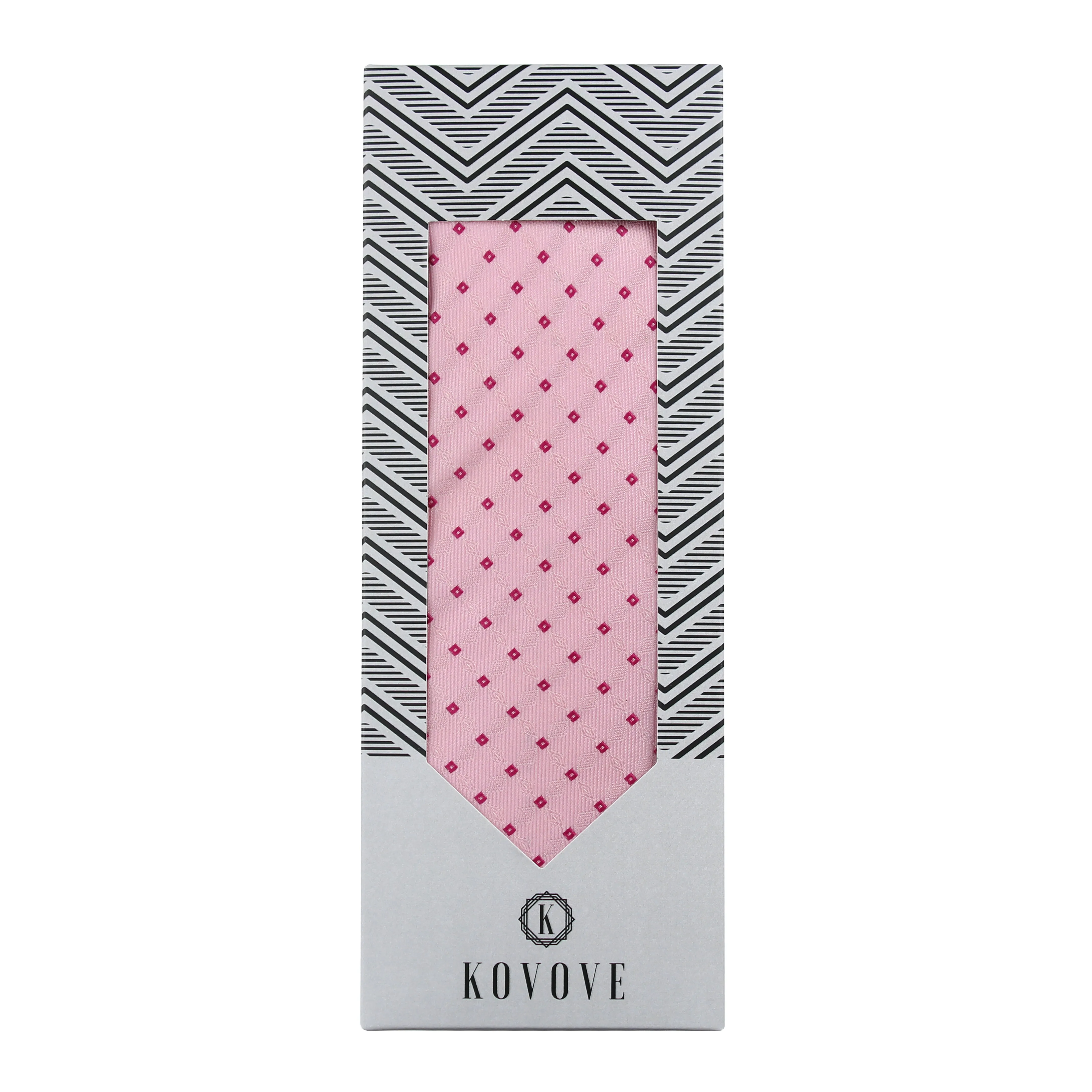 Kovove Elegant Pink Checkered Neck Tie For Men