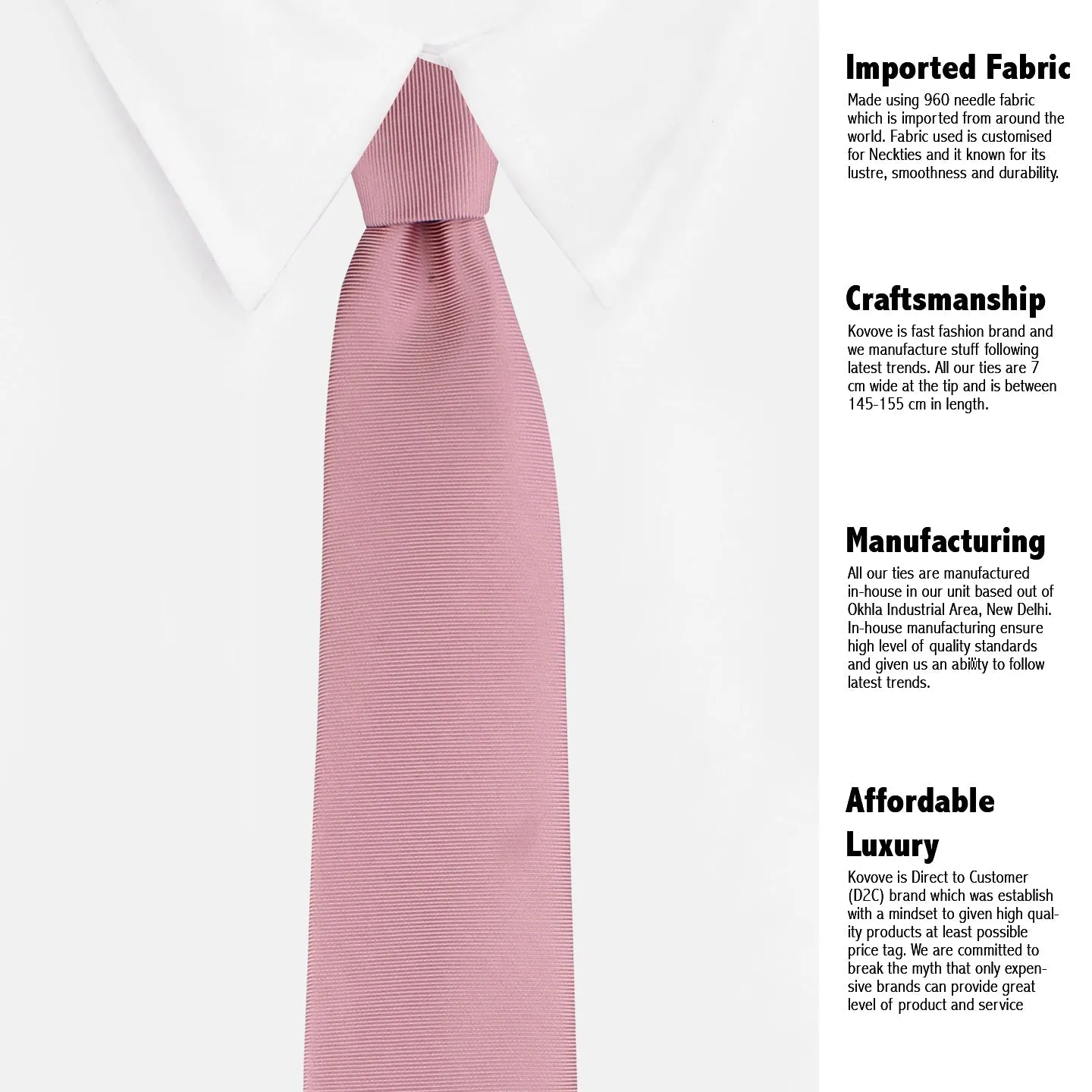 Kovove peach Solid Neck Tie For Men