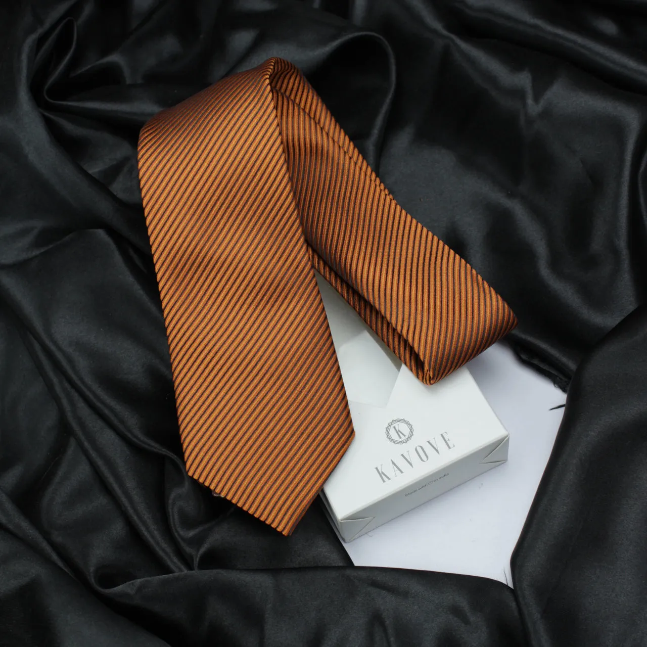 Kovove The Phoenix Striped Brown Necktie For Men