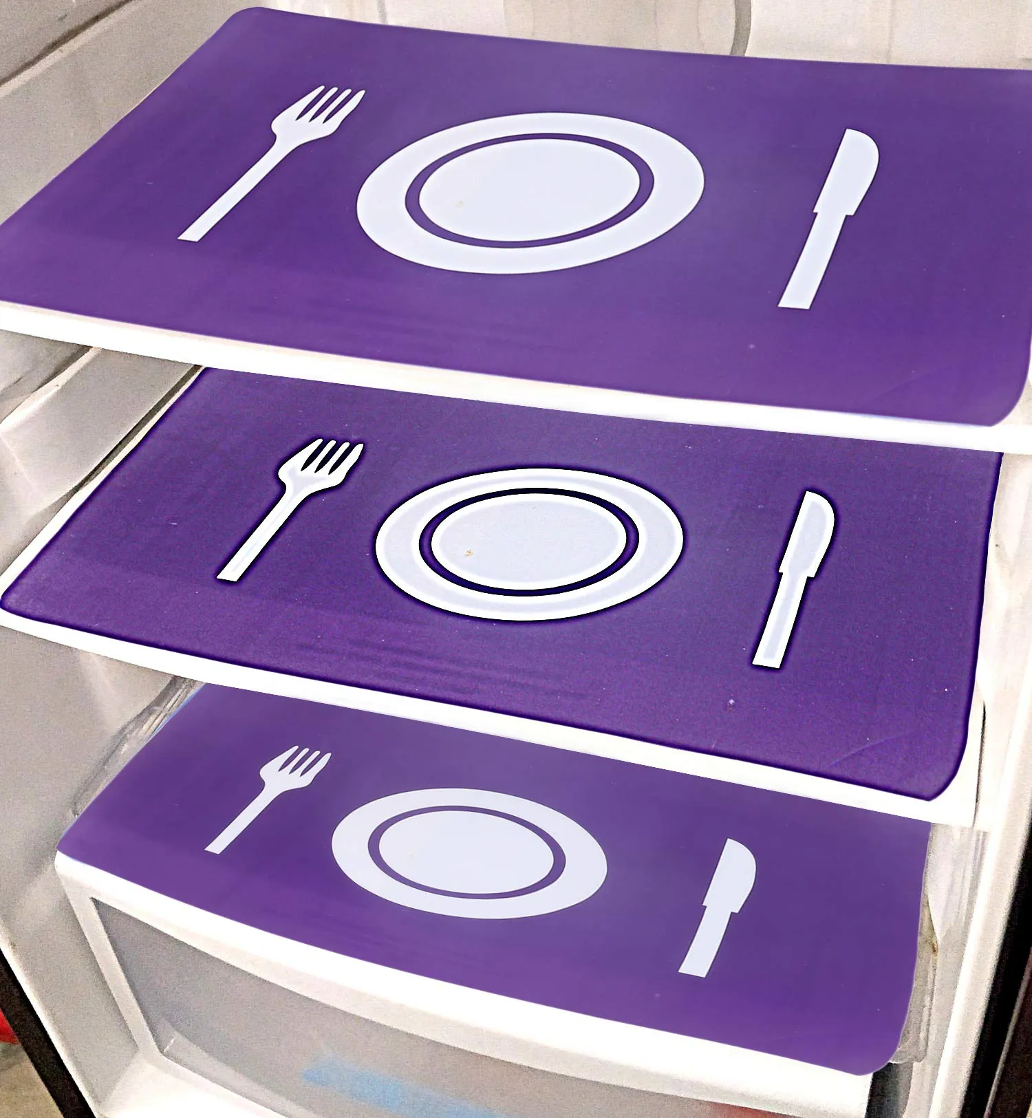 Kuber Industries Plate Design PVC 6 Pieces Fridge Mats (Purple) - CTKTC21859