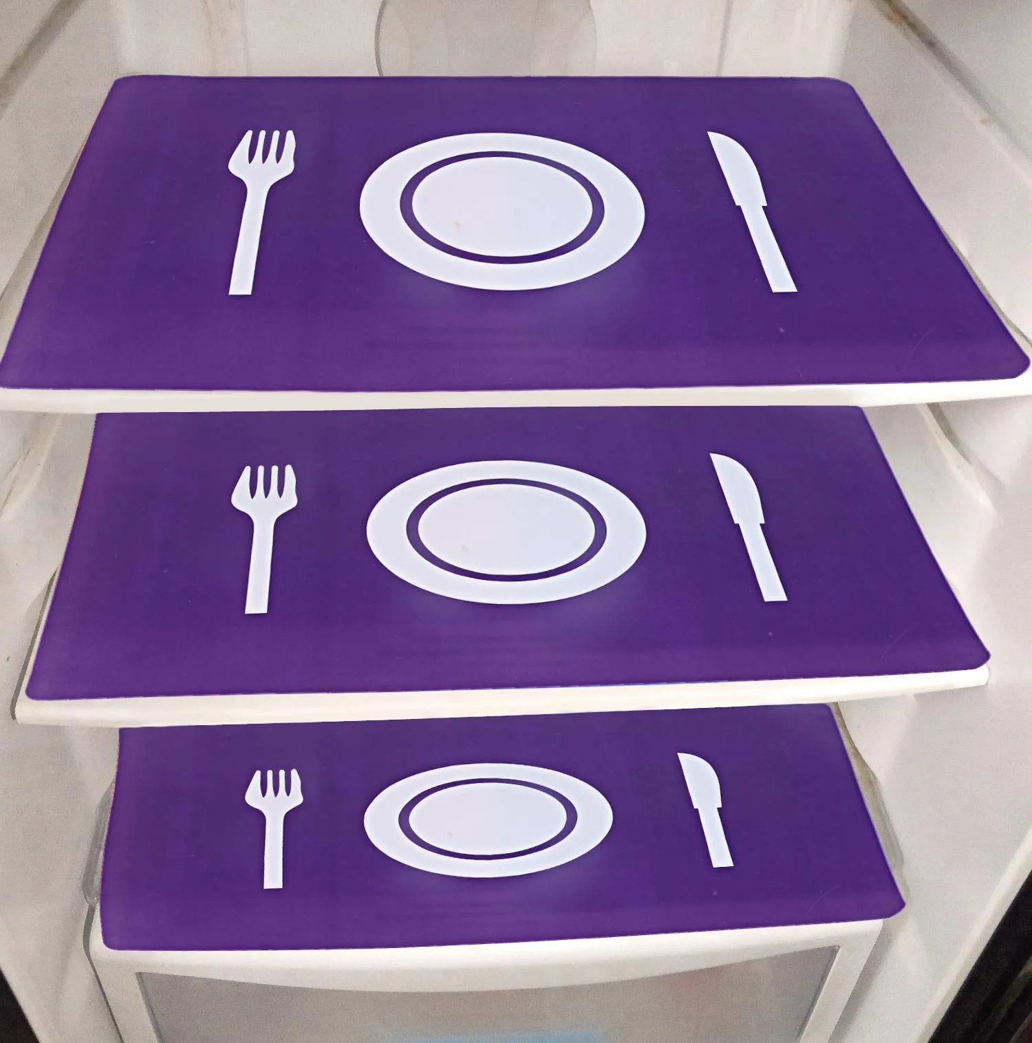 Kuber Industries Plate Design PVC 6 Pieces Fridge Mats (Purple) - CTKTC21859