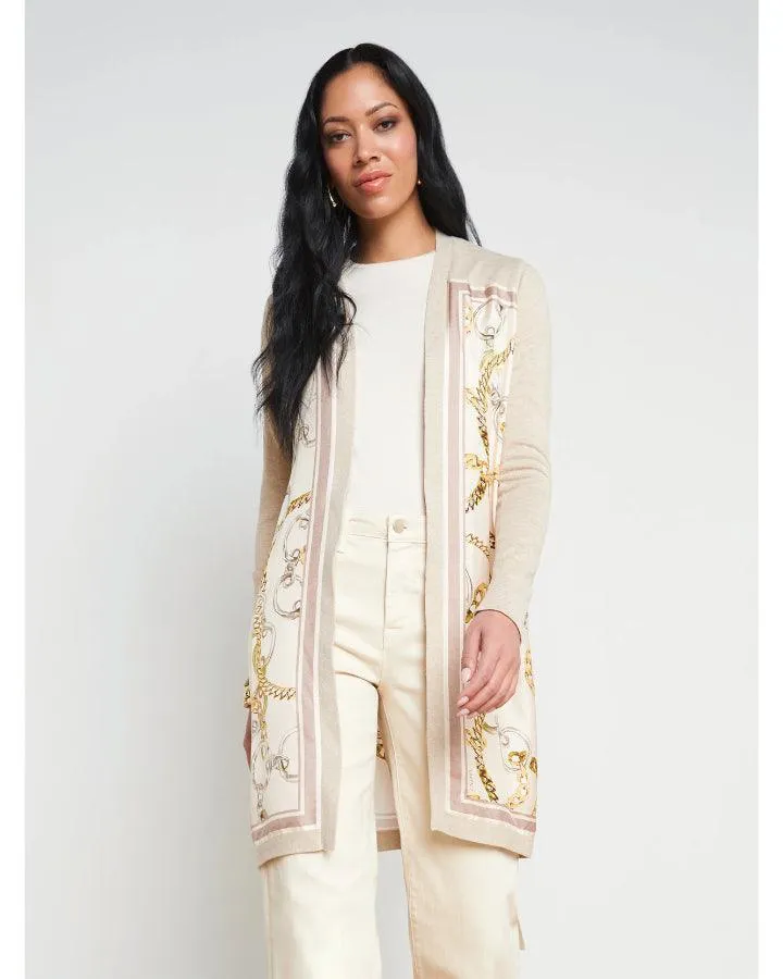 L’Agence Beverly Silk Panel Cardigan