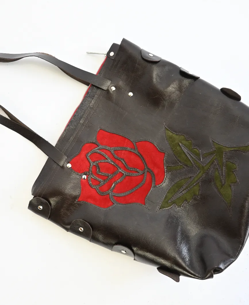 Leather Rose Tote (Brown)