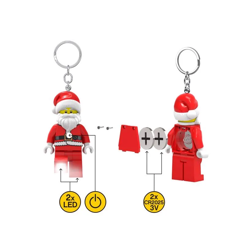 LEGO Classic Plastic Red/White Santa Keychain w/LED Light