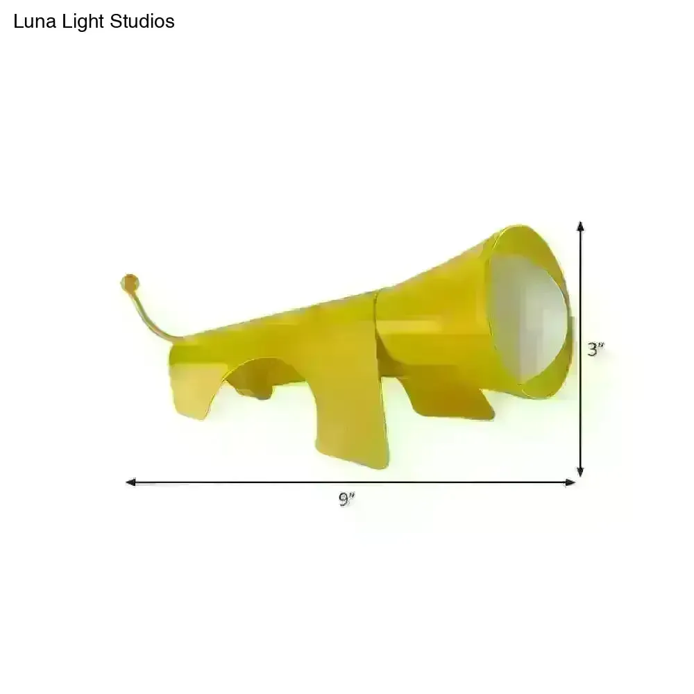 Lucy - Cartoon Red/Yellow Night Table Lamp - Dog-Like Metallic Shade