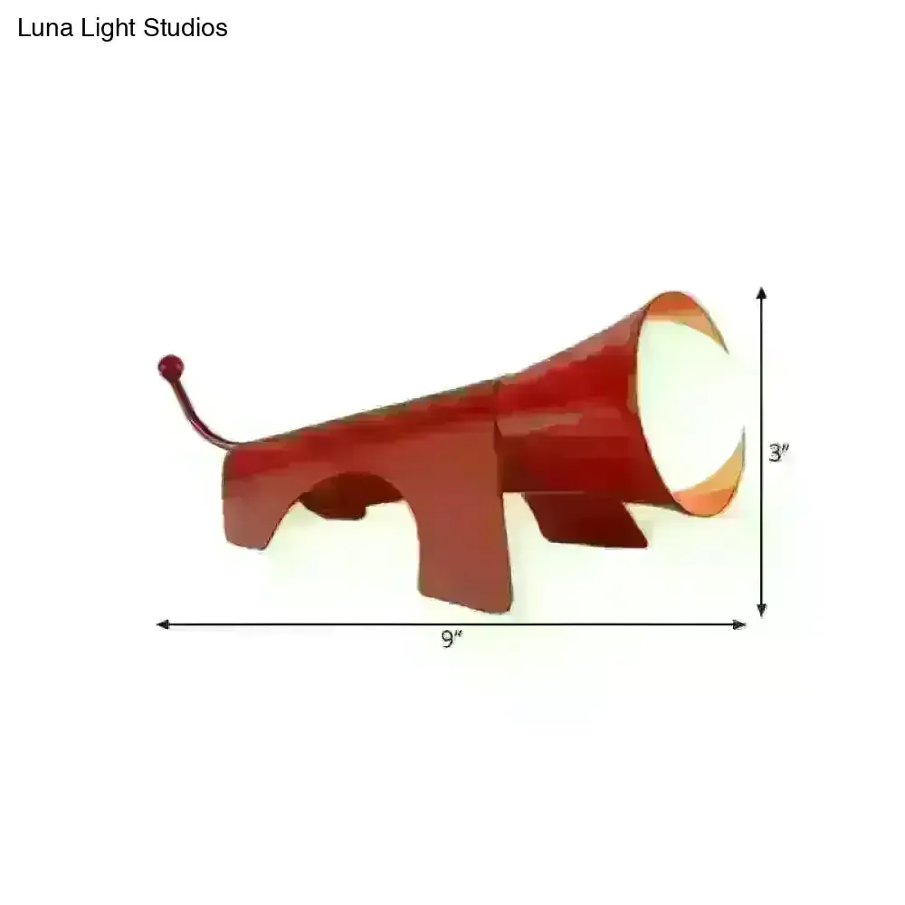 Lucy - Cartoon Red/Yellow Night Table Lamp - Dog-Like Metallic Shade