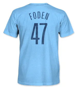 Manchester City FC Phil Foden Vintage Triblend T-Shirt - Sky Blue