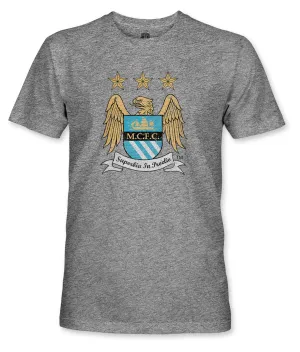 Manchester City FC Retro Badge Vintage Triblend T-Shirt - Grey