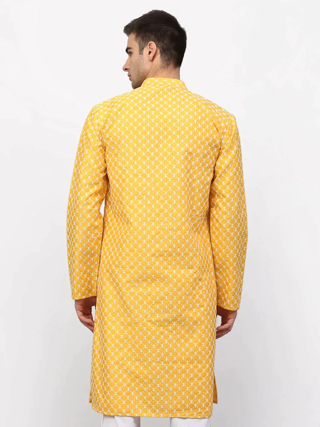 Men Mustard Chikankari Kurta Only