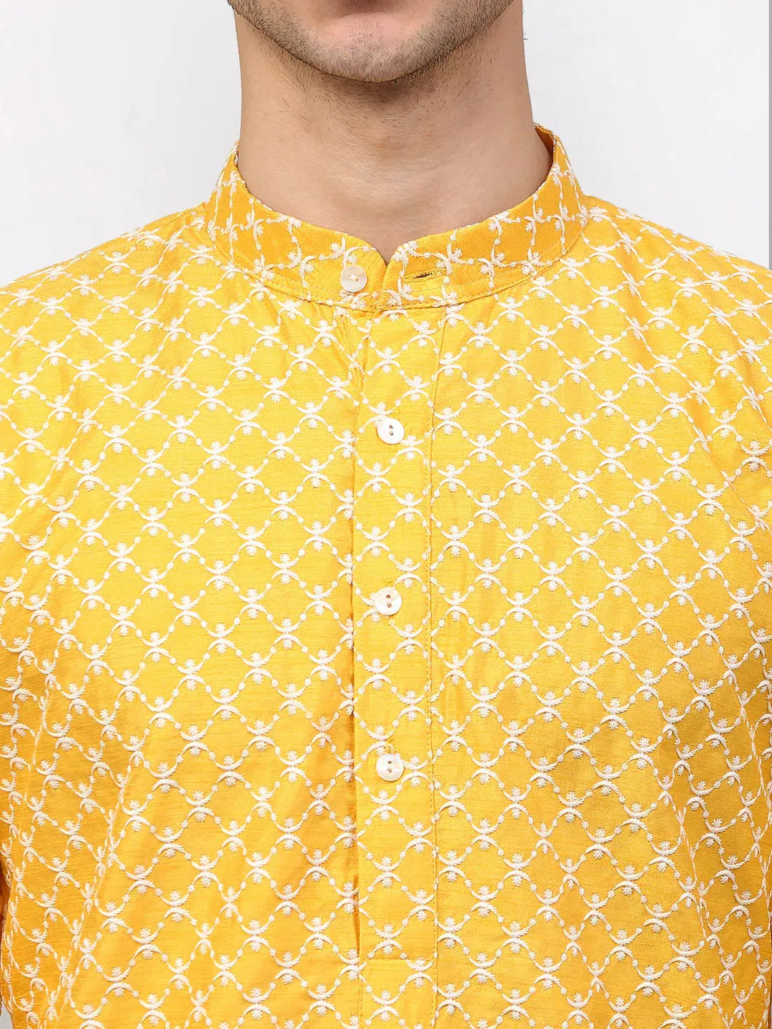 Men Mustard Chikankari Kurta Only