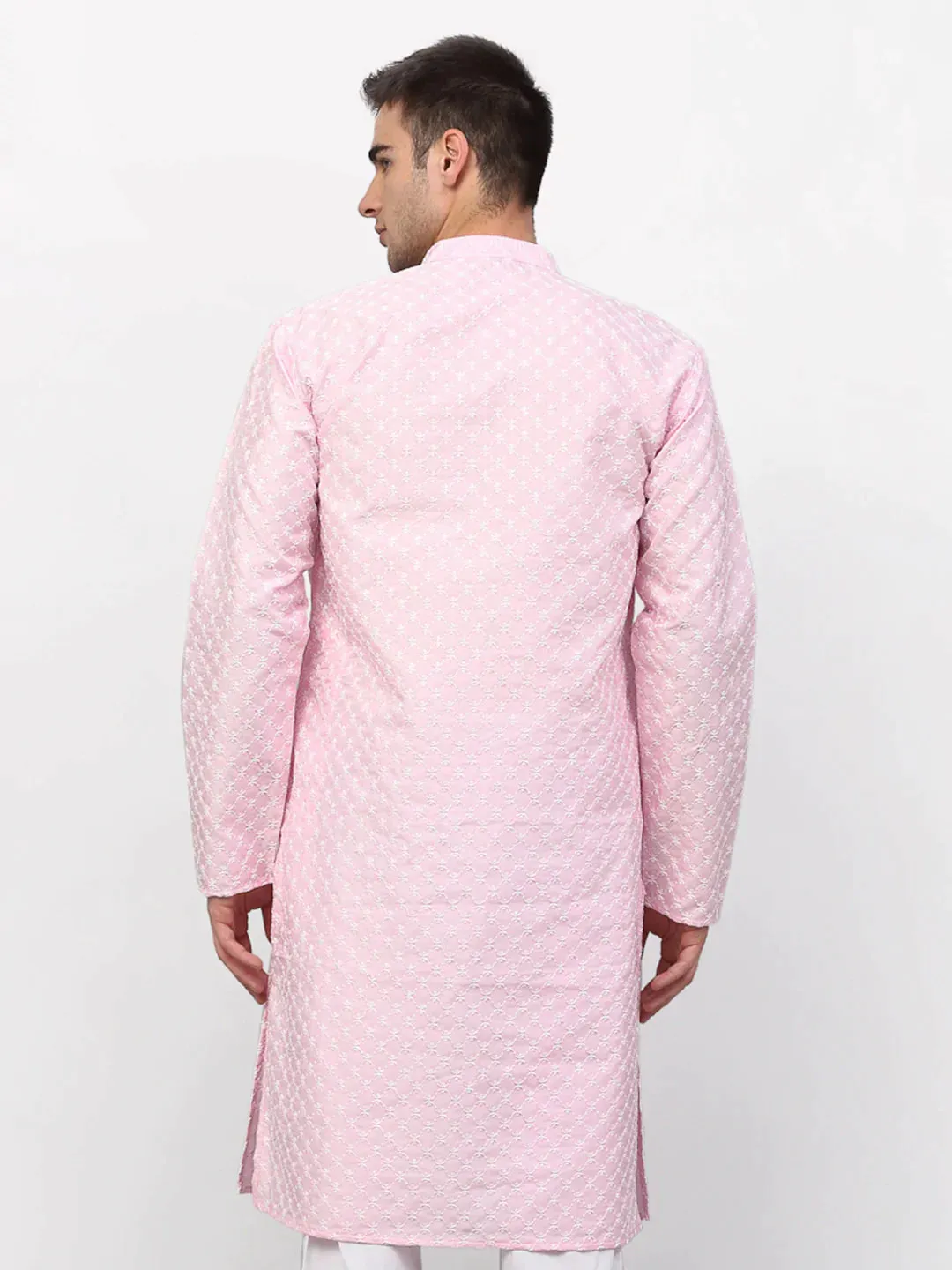 Men Pink Chikankari Kurta Only