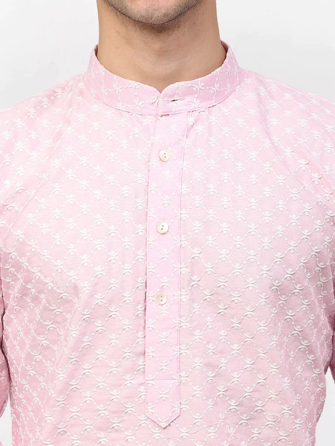 Men Pink Chikankari Kurta Only