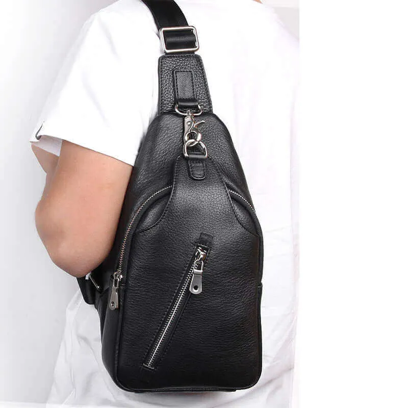 Men's Leather Chest Bag - Crossbody Sling Bag NZ