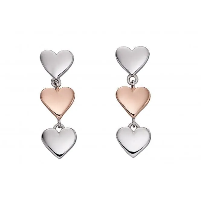 Mixed Metal Drop Heart Earrings E5799