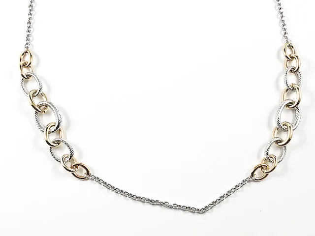 Modern Elegant Chain Link Design 2 Tone Style Brass Necklace