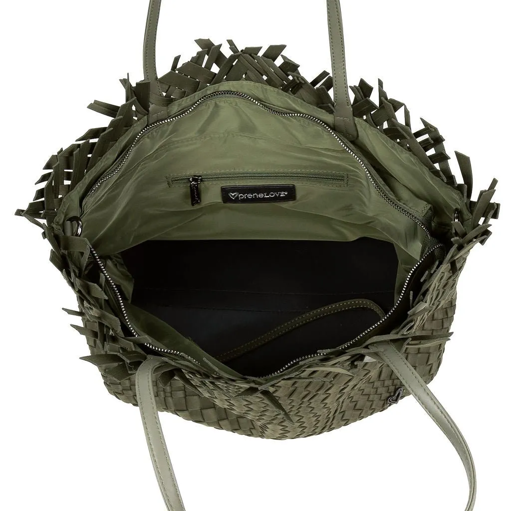 NEW: Vulcan Woven Large Tote (Fringed Top) - Olive