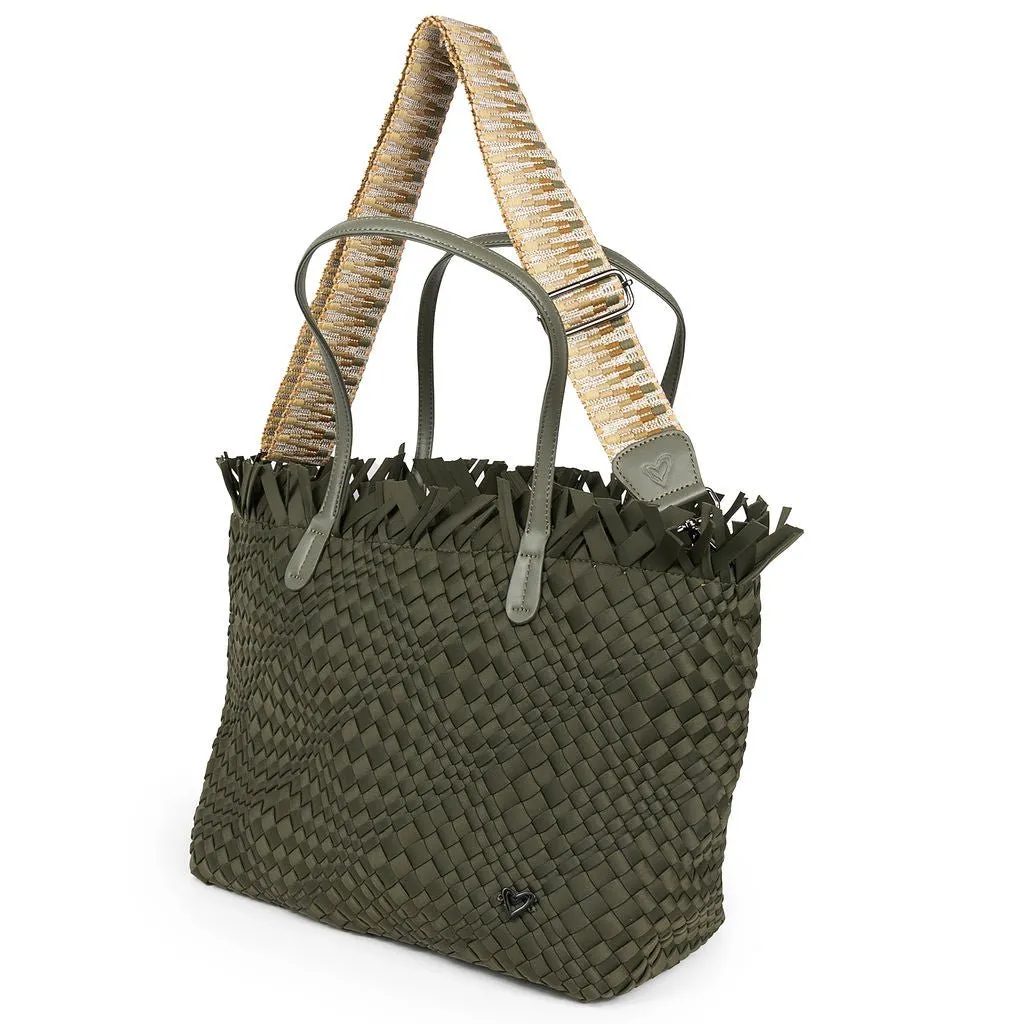 NEW: Vulcan Woven Large Tote (Fringed Top) - Olive