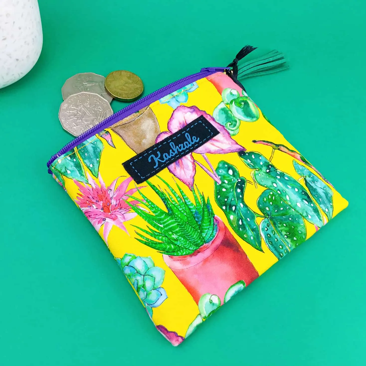 Plant Lady Yellow Coin Purse. Rachael King Design