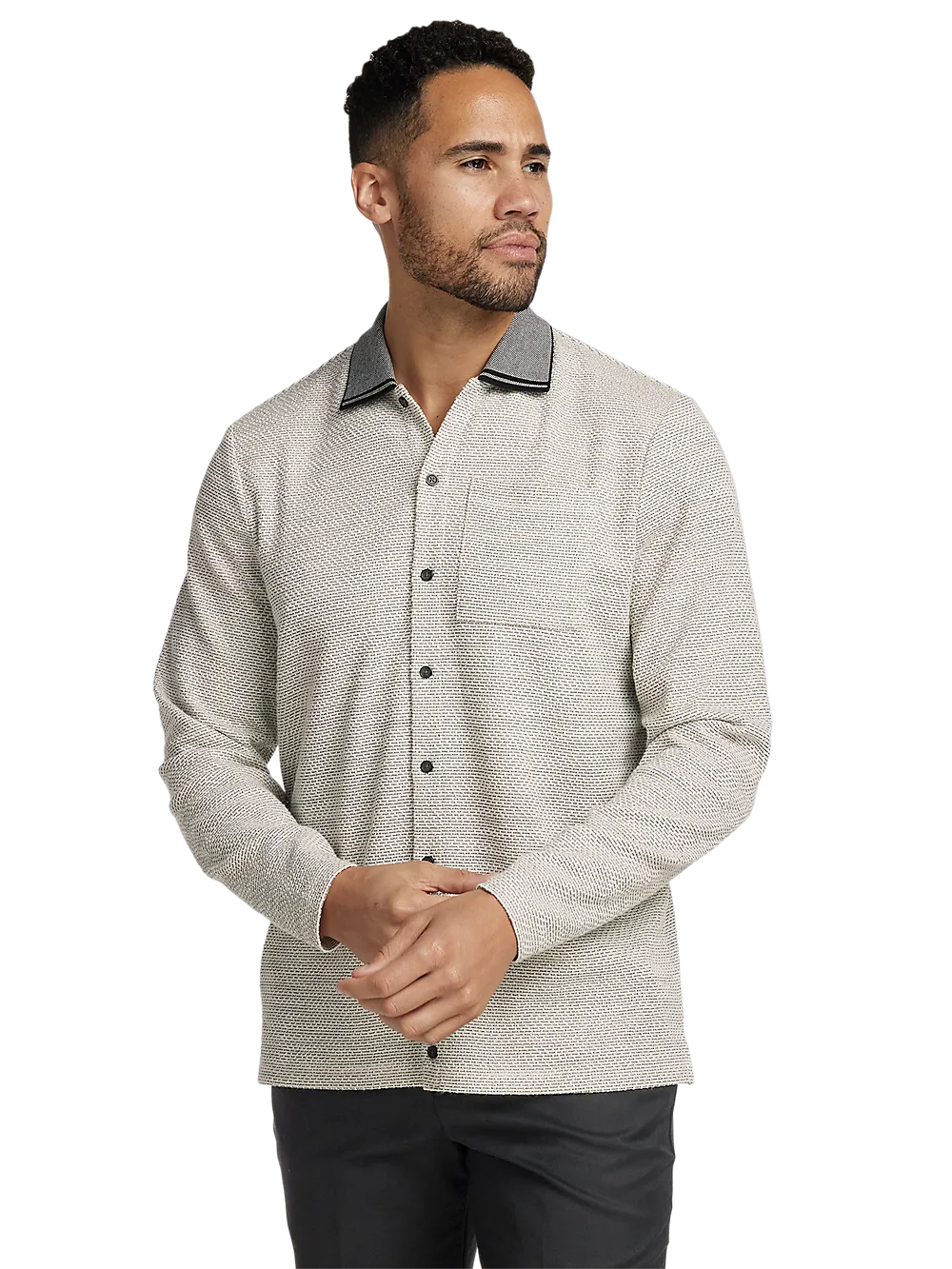 Polyester Blend Button Front Polo - White