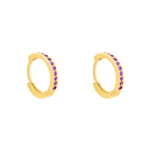 Purple Gemstone Hoop Earring