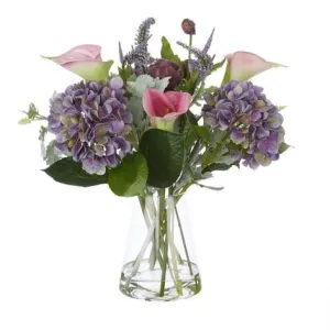 Purple Hydrangea and Calla Lily in Vase