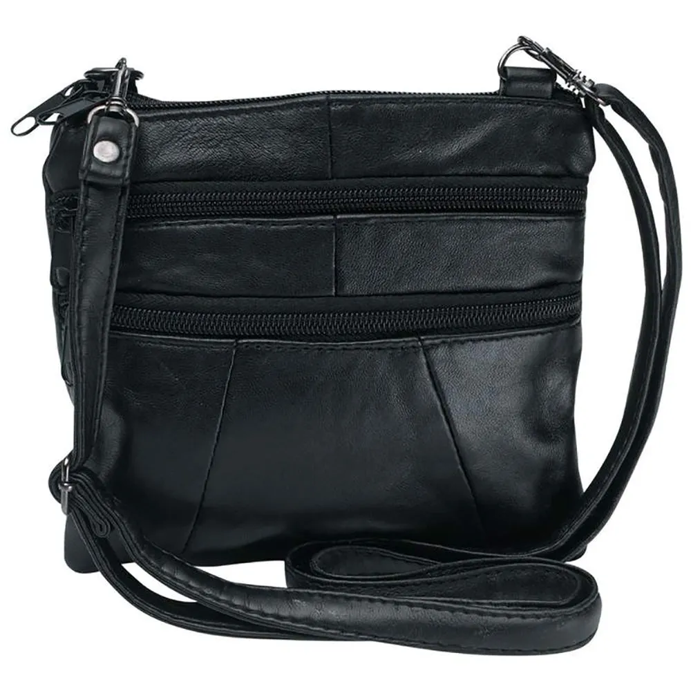 Purse Handbag Genuine Leather Women's Black Shoulder Cross Body Strap Bag