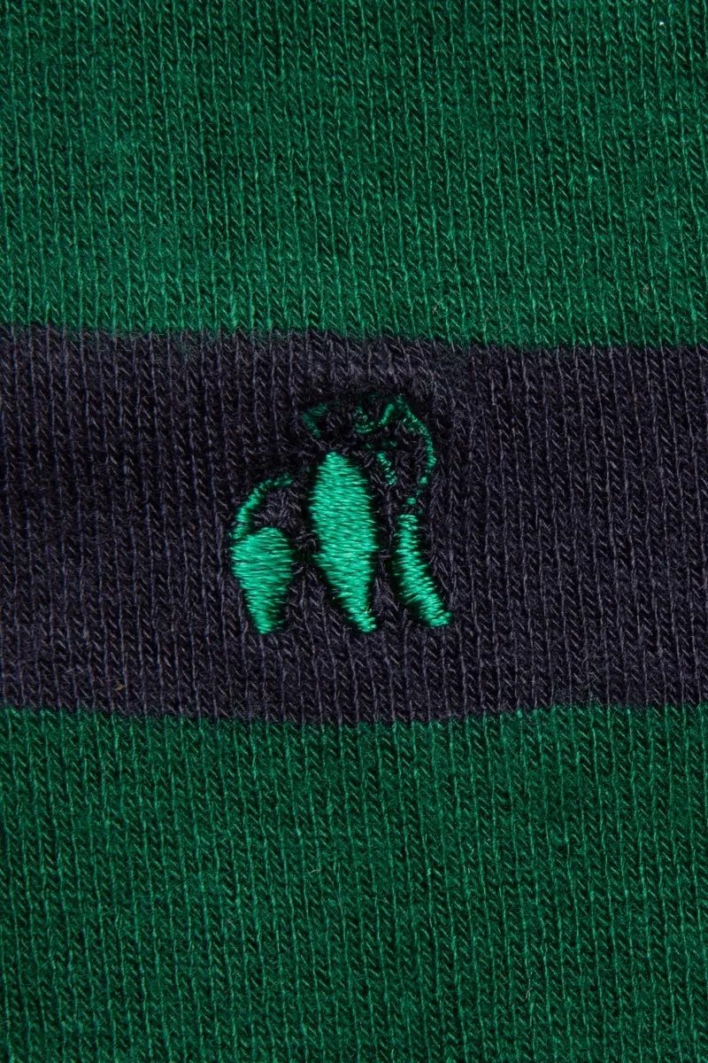 Racing Green/Navy Striped Bamboo  King Size Crew Socks