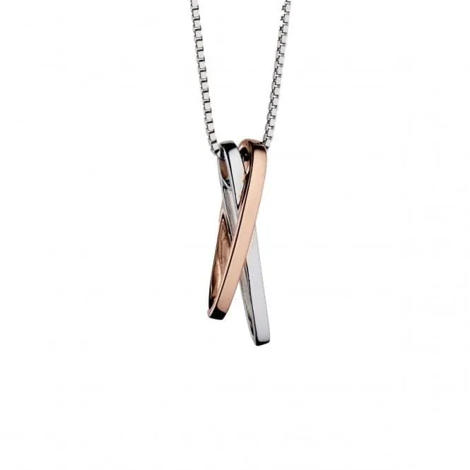 Rose Gold Plated Modernist Double Hoop Pendant P4391