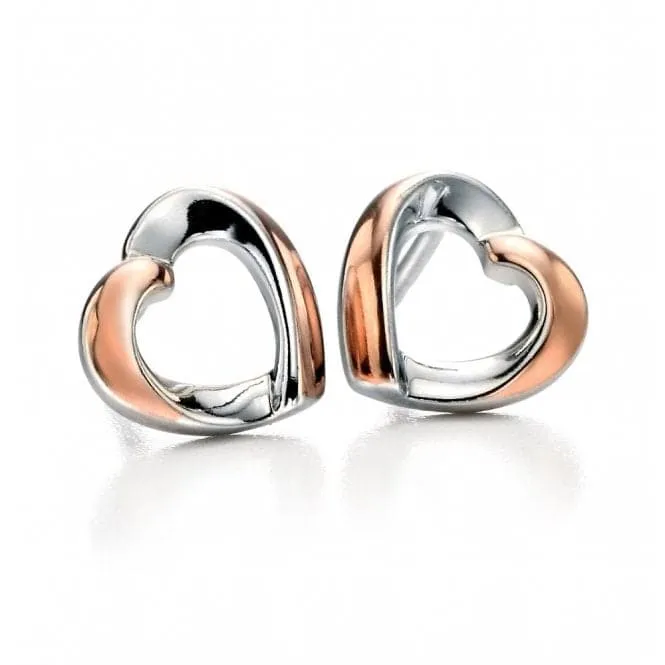 Rose Gold Plated Ribbon Heart Earrings E5086