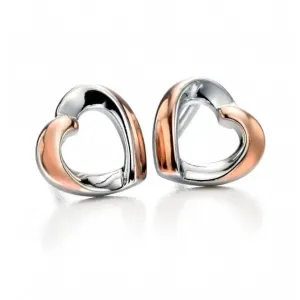 Rose Gold Plated Ribbon Heart Earrings E5086