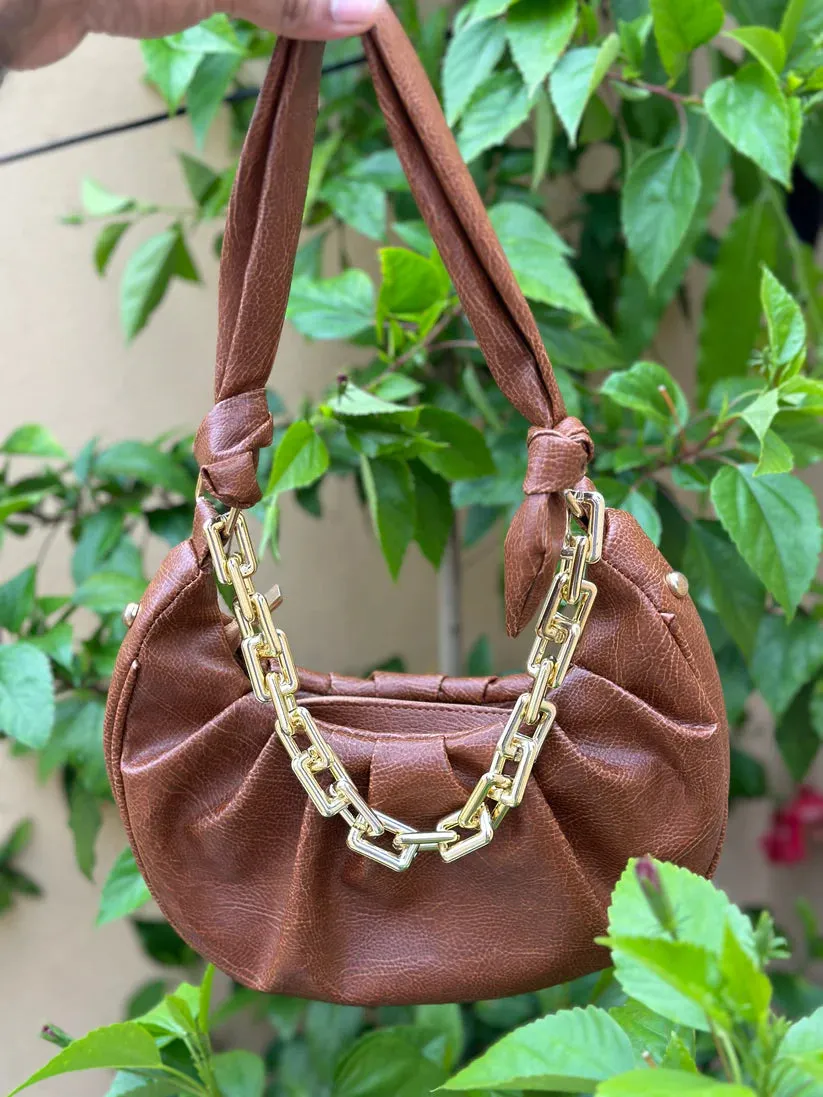 Ruffled Chain Bag “Brown