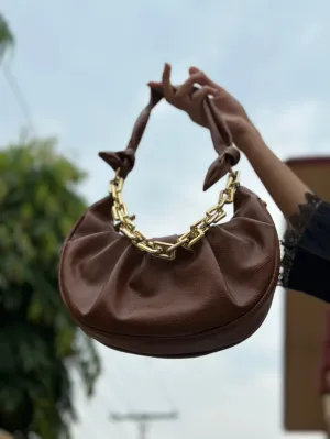 Ruffled Chain Bag “Brown