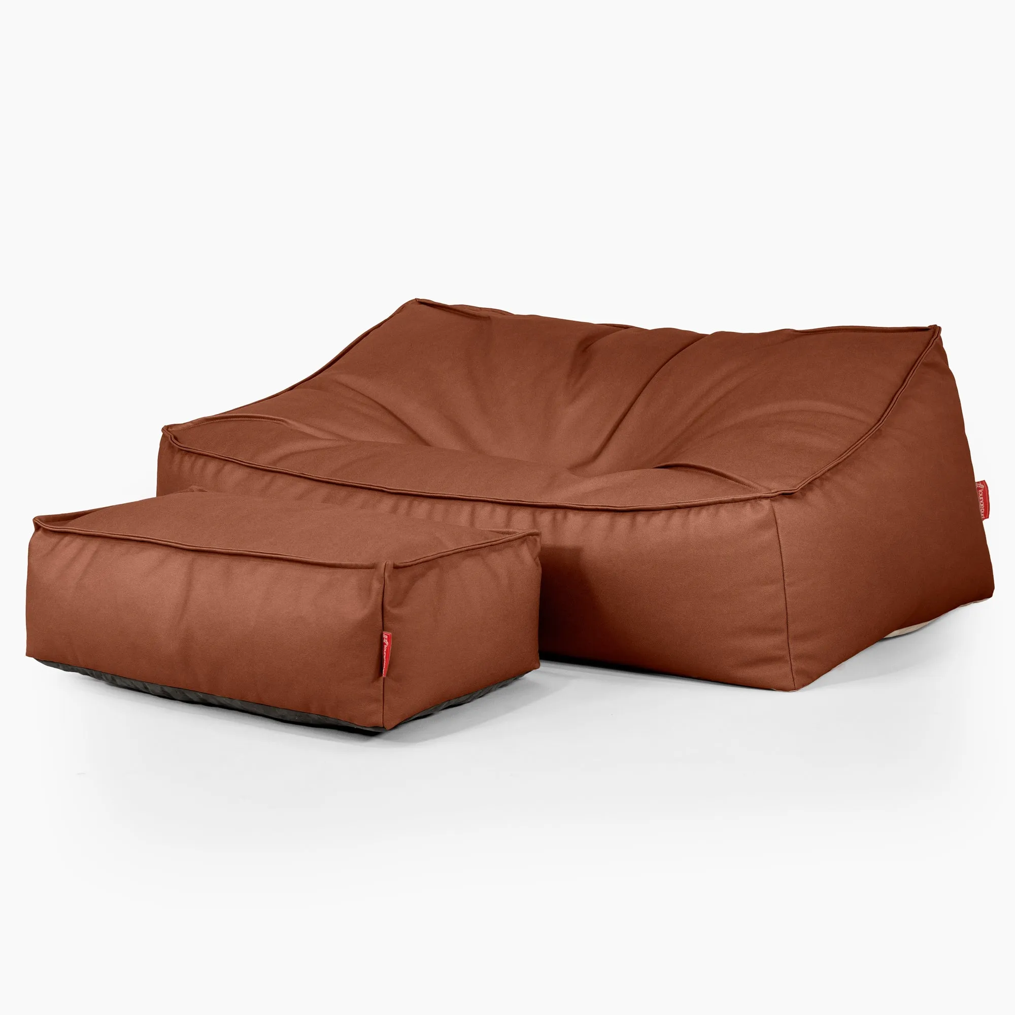 Sloucher Bean Bag Sofa - Vegan Leather Chestnut