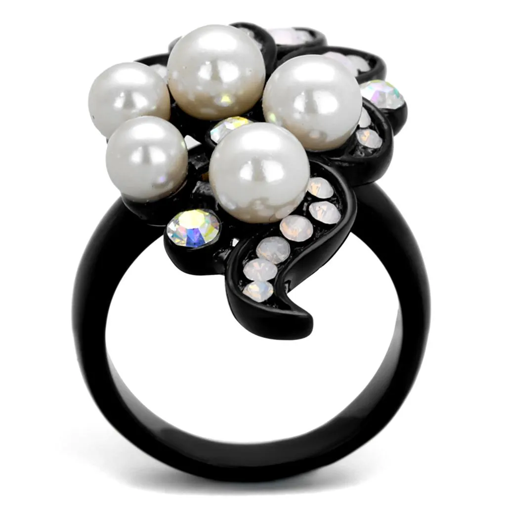 Stainless Steel Ring Synthetic Light Rose TK2138 for Women Style BlackIon