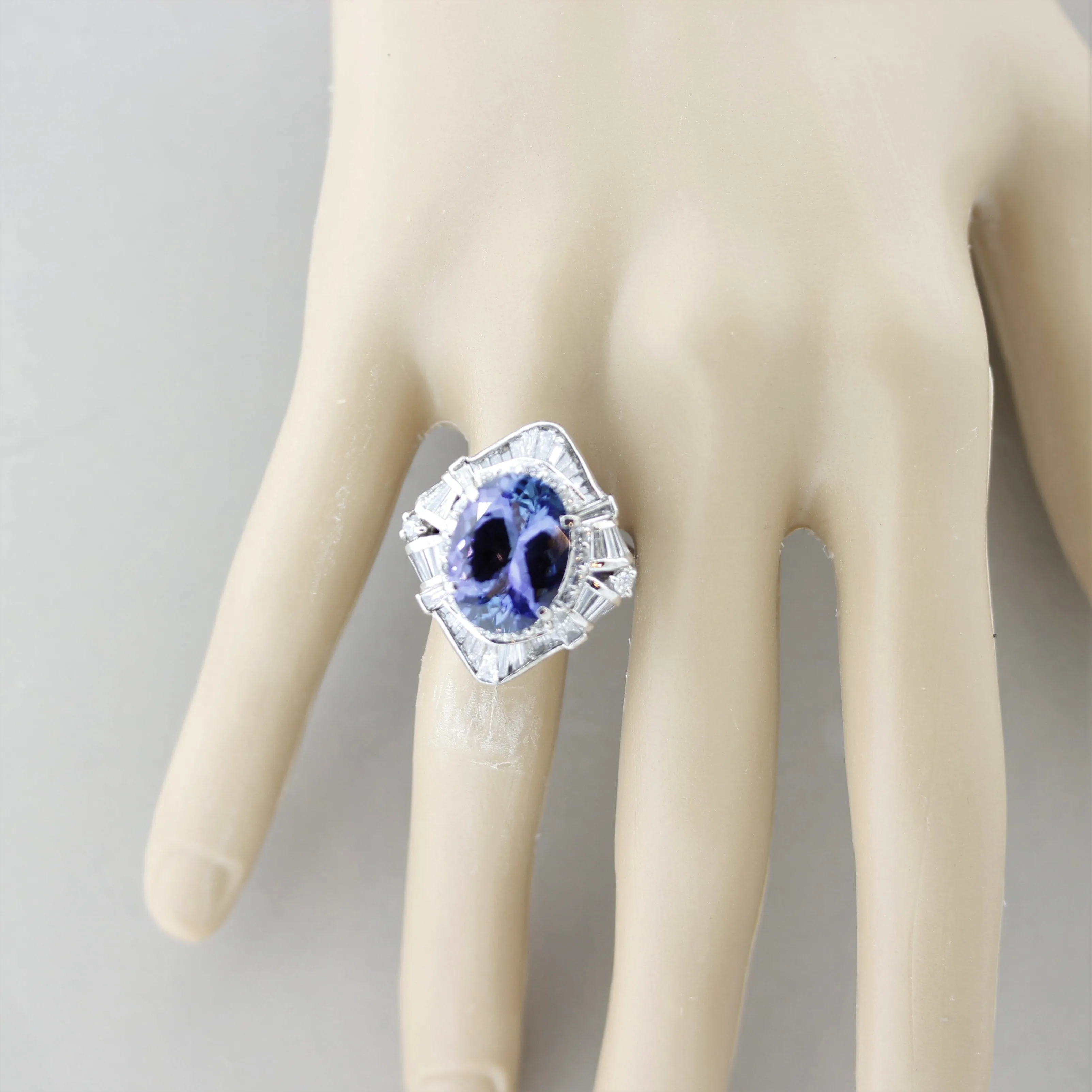 Tanzanite Diamond Platinum Cocktail Ring