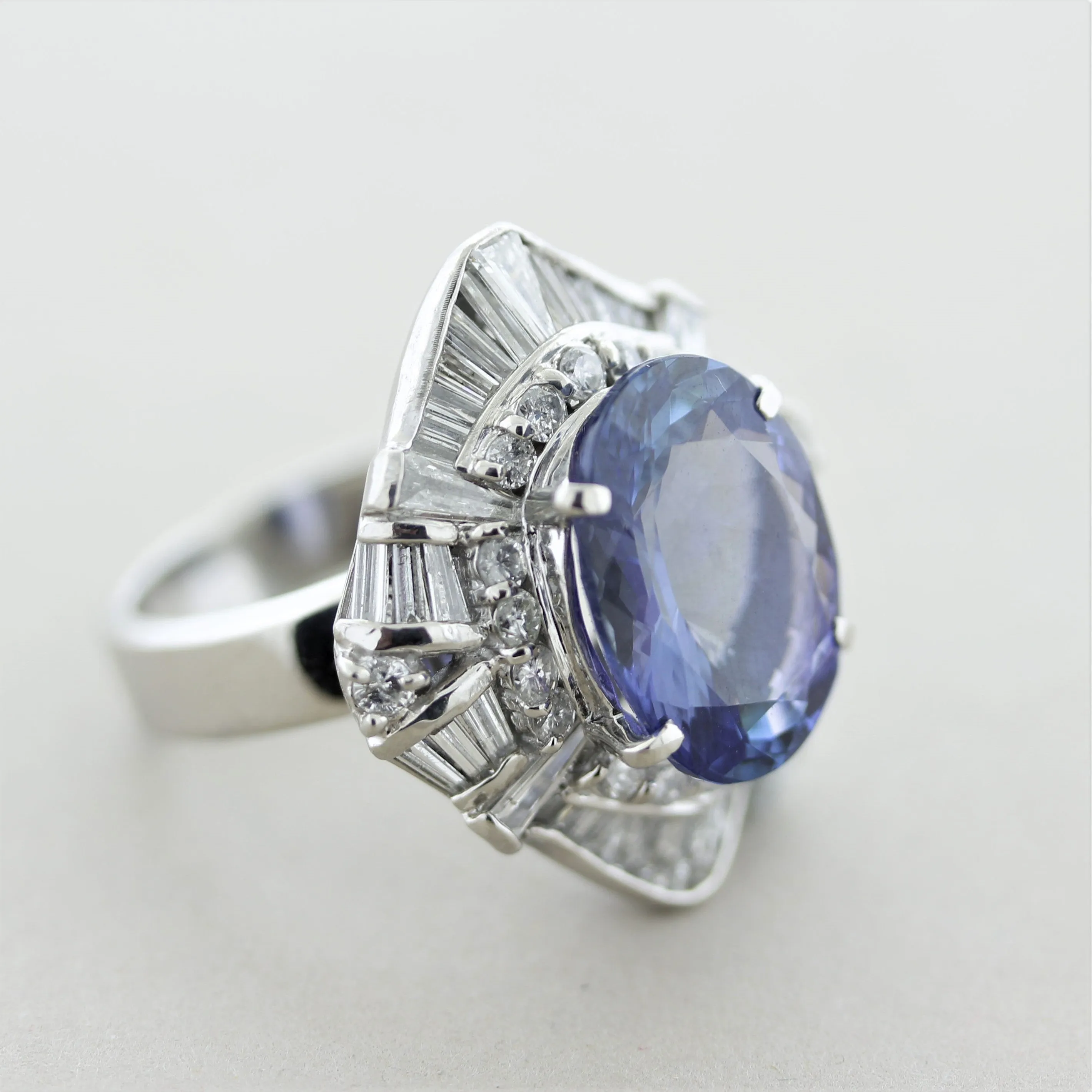 Tanzanite Diamond Platinum Cocktail Ring