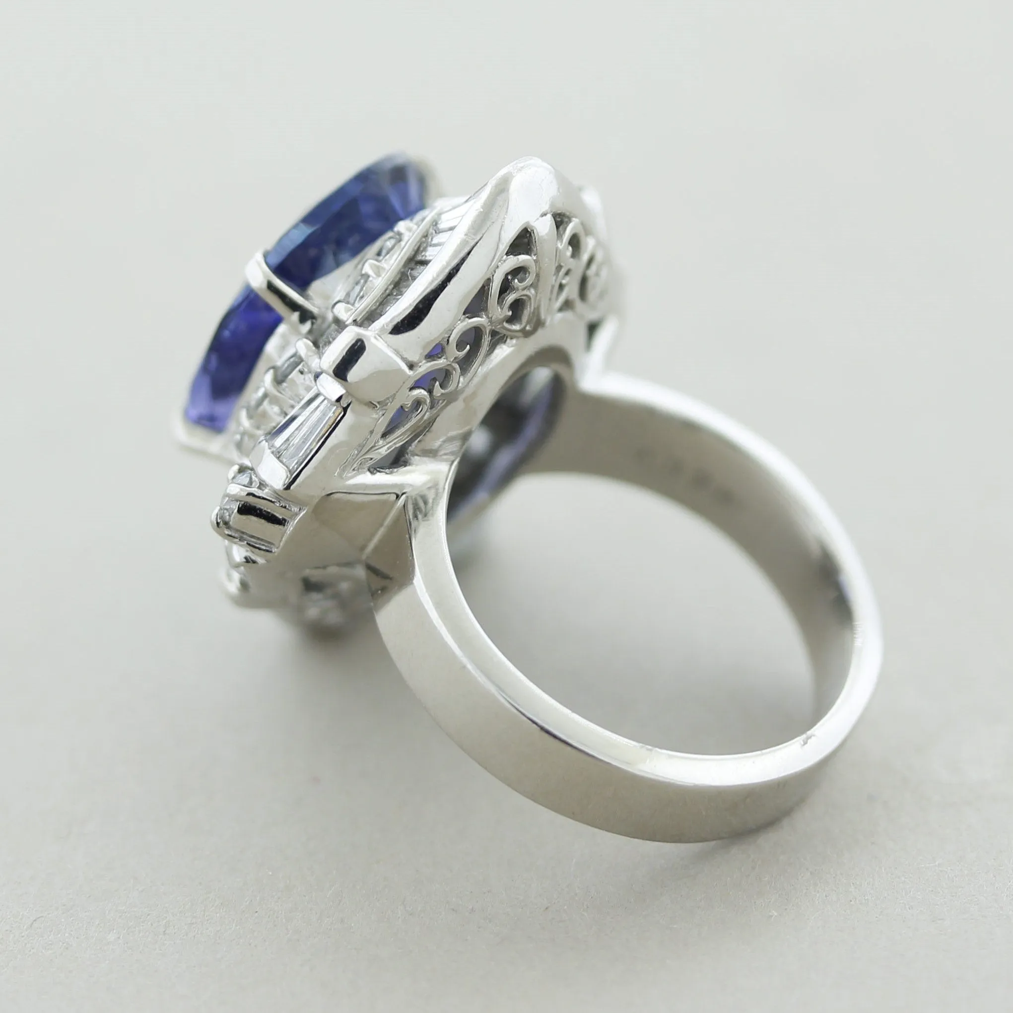 Tanzanite Diamond Platinum Cocktail Ring