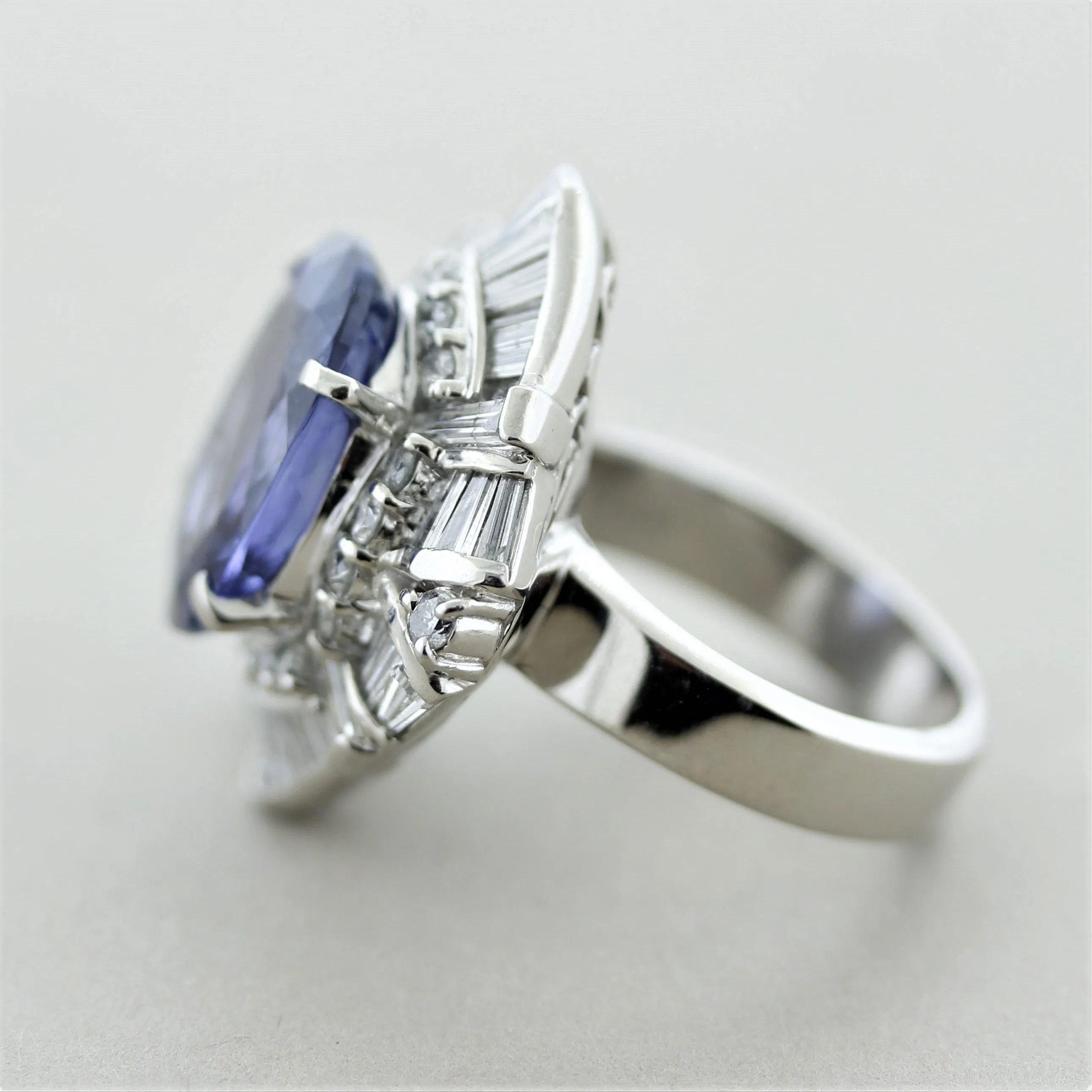 Tanzanite Diamond Platinum Cocktail Ring