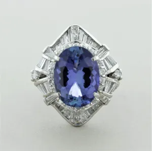 Tanzanite Diamond Platinum Cocktail Ring