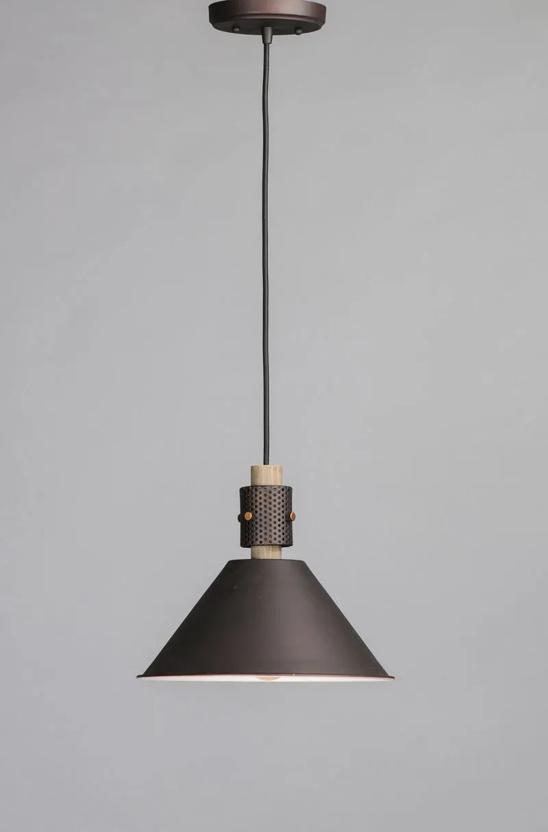 Tucson Single Light Pendant in Oil Rubbed Bronze and Weathered Wood