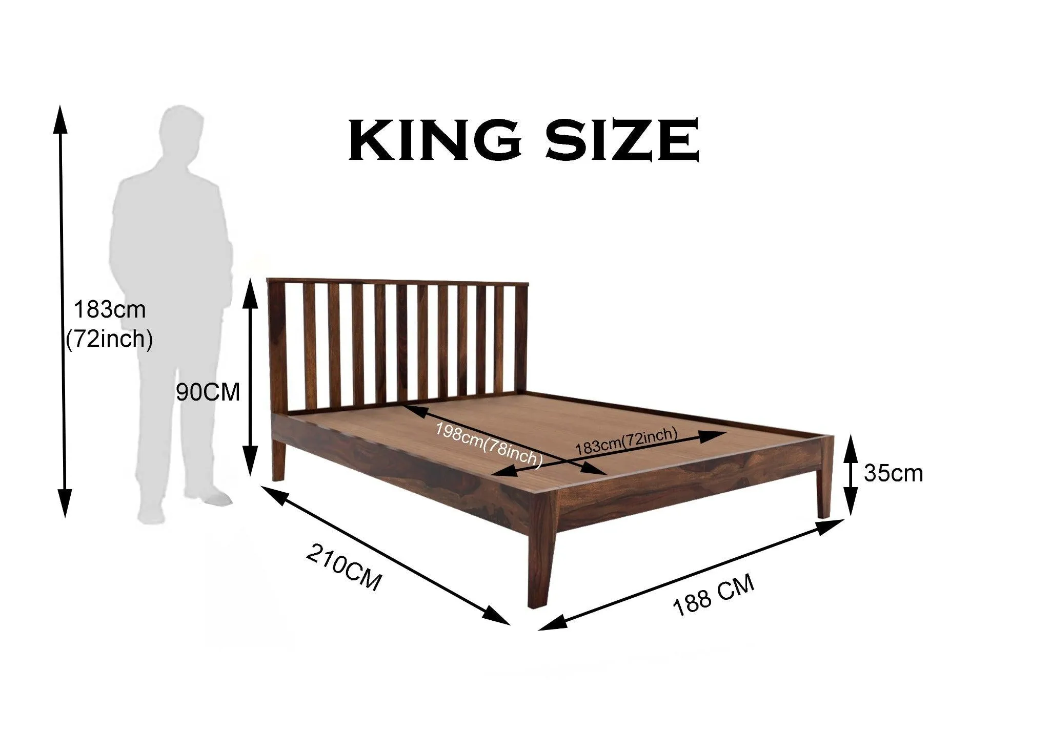 TWIN BED KING Sheesham Wood (Honey Finish)