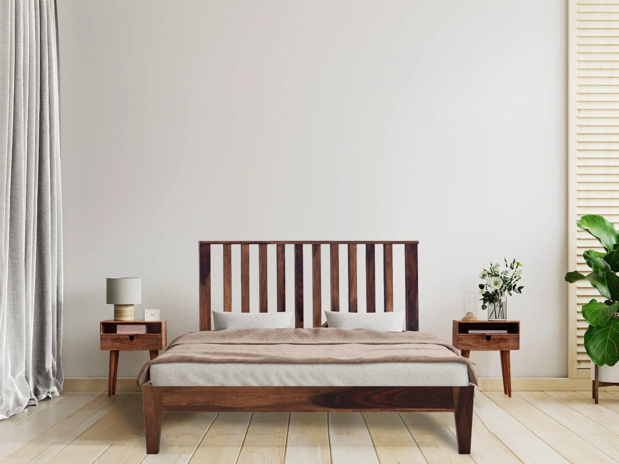 TWIN BED KING Sheesham Wood (Honey Finish)