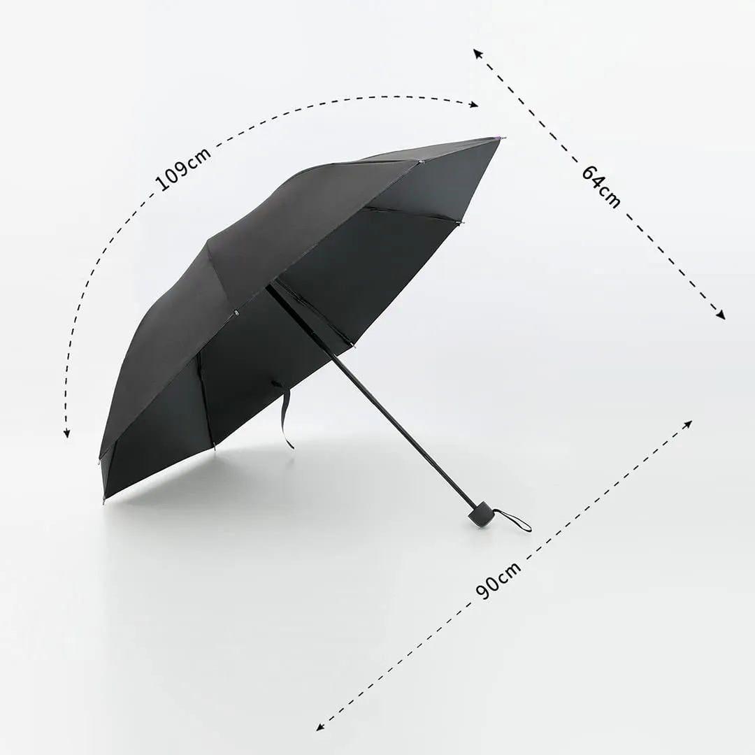 Urbane Home 3 Fold Manual Umbrella | Windproof, Sunproof & Rainproof | With Polyester Canopy, Sturdy Steel Shaft & Wrist Straps | Easy to Hold & Carry | Umbrella for Women, Men & Kids |Black