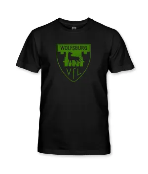 Vfl Wolfsburg Retro Badge Youth Cotton T-Shirt - Black